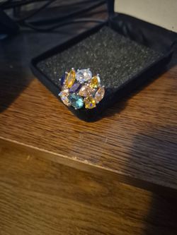 Sterling silver multi colored gemstones ring
