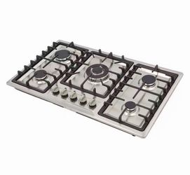 34 in 5-Burner Gas Cooktop Stainless Steel, Natural Gas Hob With Flame Failure Protection & Electronic Ignition, 5 Independent Knob Controls, NG Gas S