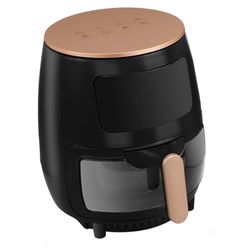 High capacity air fryer oven for domestic use, low grease kitchen with non-stick pan, tactile control, elegant black design cooling system, compatible