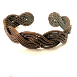 Copper Braided Gunther Unisex Open Cuff Bracelet 