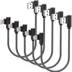 Osecet iPhone Charger 1ft MFi Certified 5 Pack Short Lightning Cable 1 Foot Braided 90 Degree iPhone Charging Cable for iPhone 13 12 11 Pro X XS XR 8 
