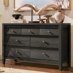 7 Drawer Dresser for Bedroom, 47" Farmhouse Wood Chest of Drawers