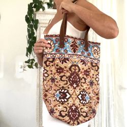 Batik Block Print Canvas Tote - NWOT
