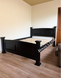 Queen Solid Wood Bed Frame $400