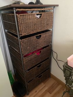 WICKER 5 DRAWER DRESSER