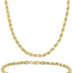 10k Gold Rope Chain And Bracelet Set 
