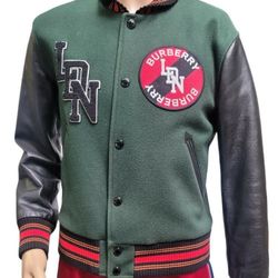 Burberry Contrast Sleeve Wool Bomber Jacket