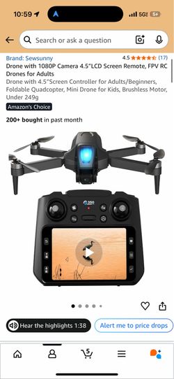 Sewsuny 1080P Camera Drone with 4.5” LCD Screen Remote