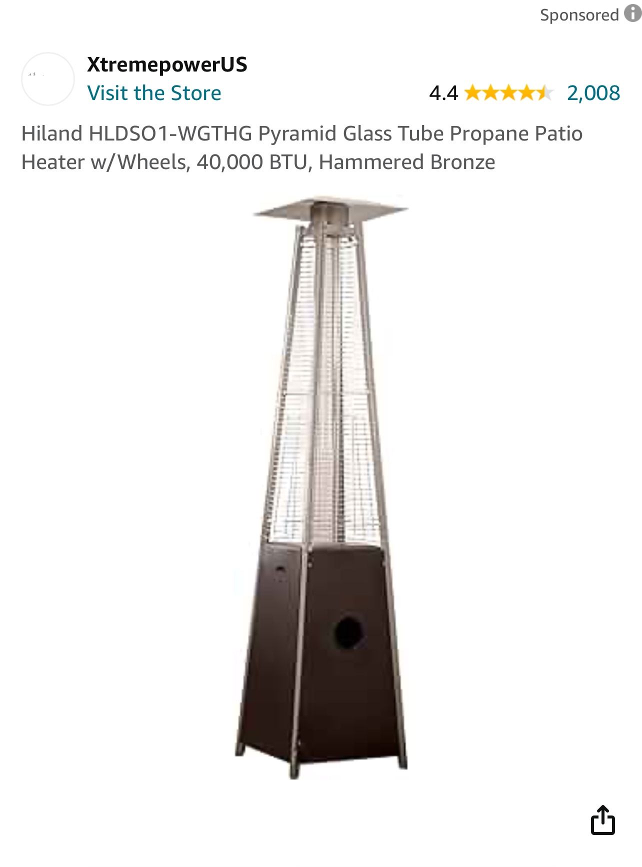 Hiland Glass Tube Propane Outdoor Heater