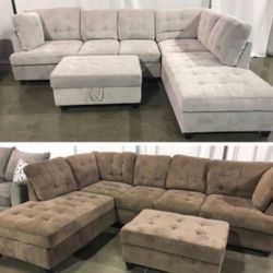 New Sectional + Storage Ottoman  — Left or Right Chaise — Delivery Available 