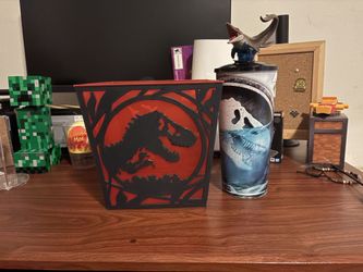 Jurassic Work Rebirth Popcorn Bucket And Drink Combo With Figure 