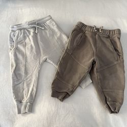Zara  Boys Kids Sweatpants Set - Light Gray and Brown Ottoman Joggers Size 18-24