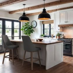 Bar Stools, 26" Counter Height Seat, Gray Fabric, Set Of Two 