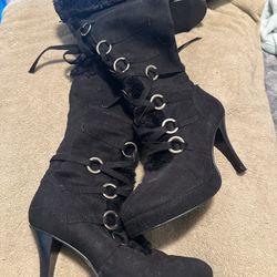 Funtasma Hunter faux fur boots, size 11, black