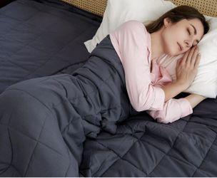 Adult Weighted Blankets (20 lbs, 48” x 72”, Twin Size) Heavy Blanket, Organic Cotton with Natural Glass Beads