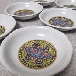 Vintage Naaman Israel Passover Seder Plate Set – Set of 6 Small Dishes – Fine Porcelain Judaica
