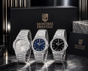Montres Prestige Luxury Watch Bundle – Silver | White, Blue, or Black Dial | New