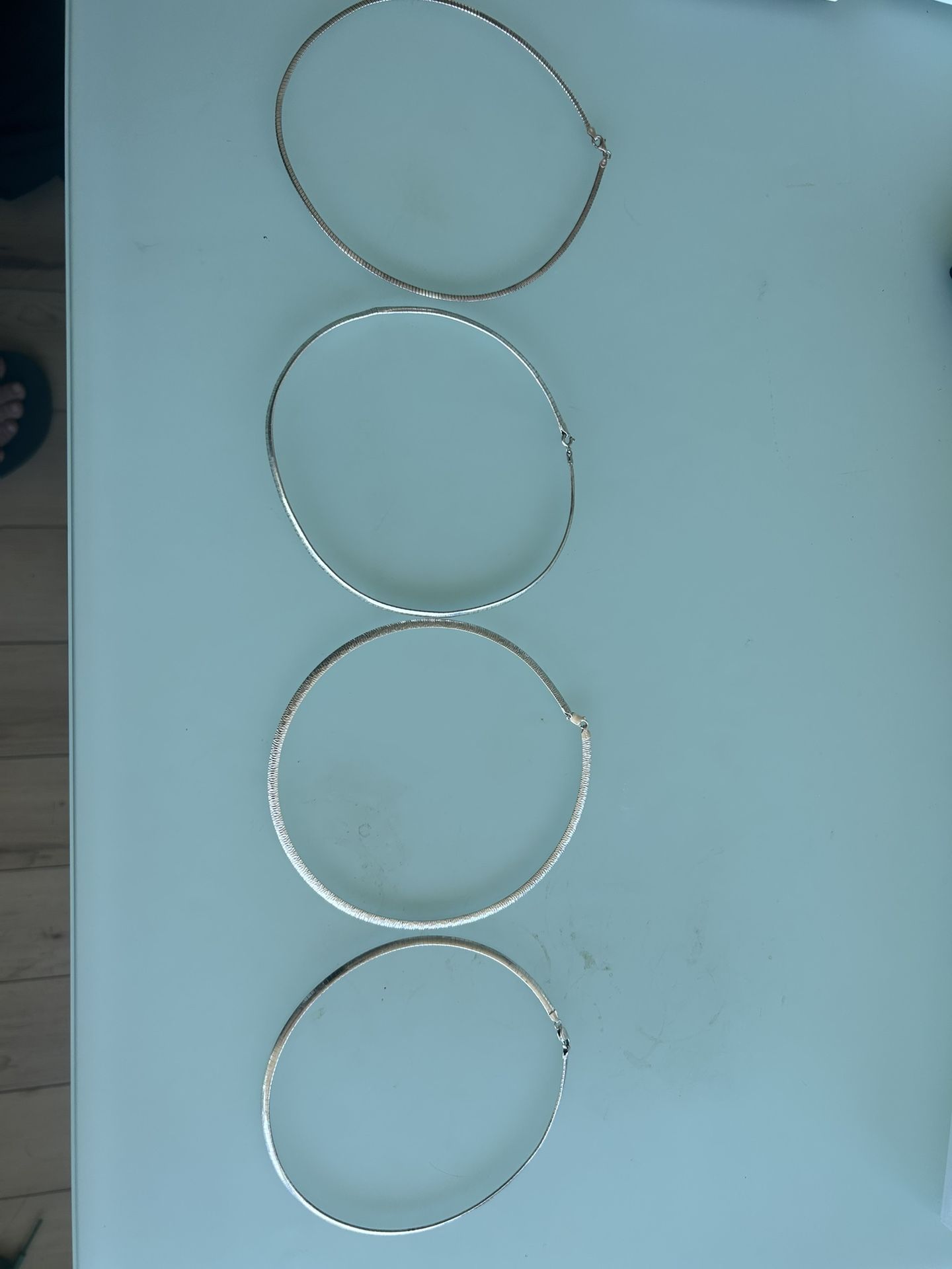 4 Sterling Silver Cuff Neckaces