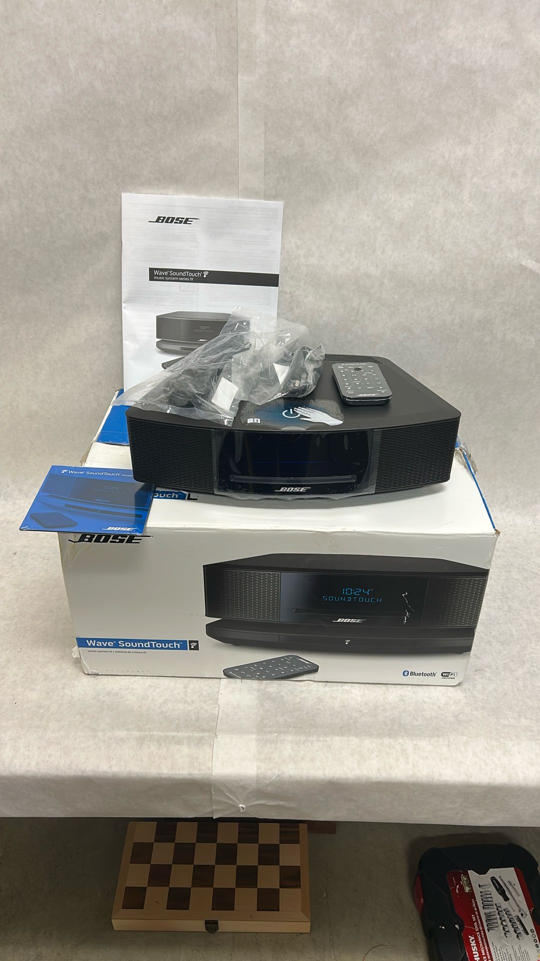 Bose wave sound touch for new open box never used with remote cords and paperwork