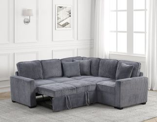 Ariel Charcoal- Ariel Charcoal Sectional With Pull-Out Bed