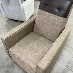 Two Tone Brown Fabric Push Back Recliner (New 