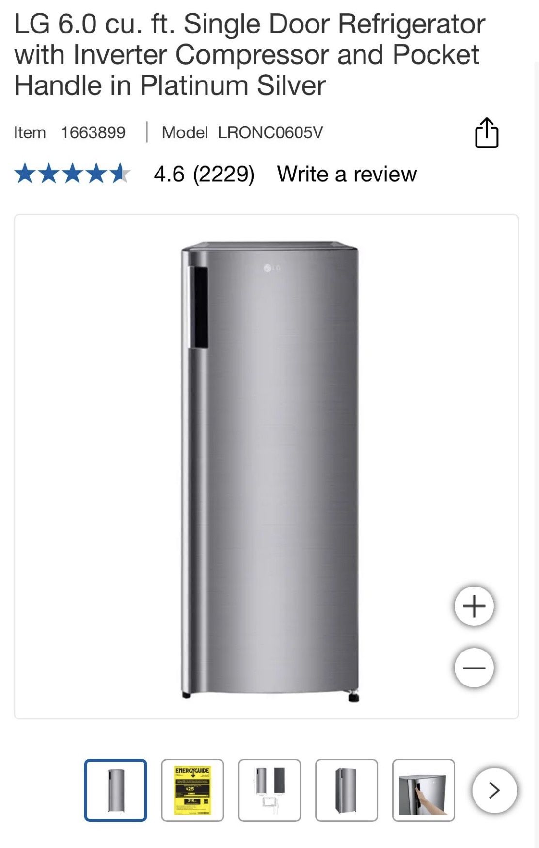 LG 6.0 CU Ft Mini Fridge