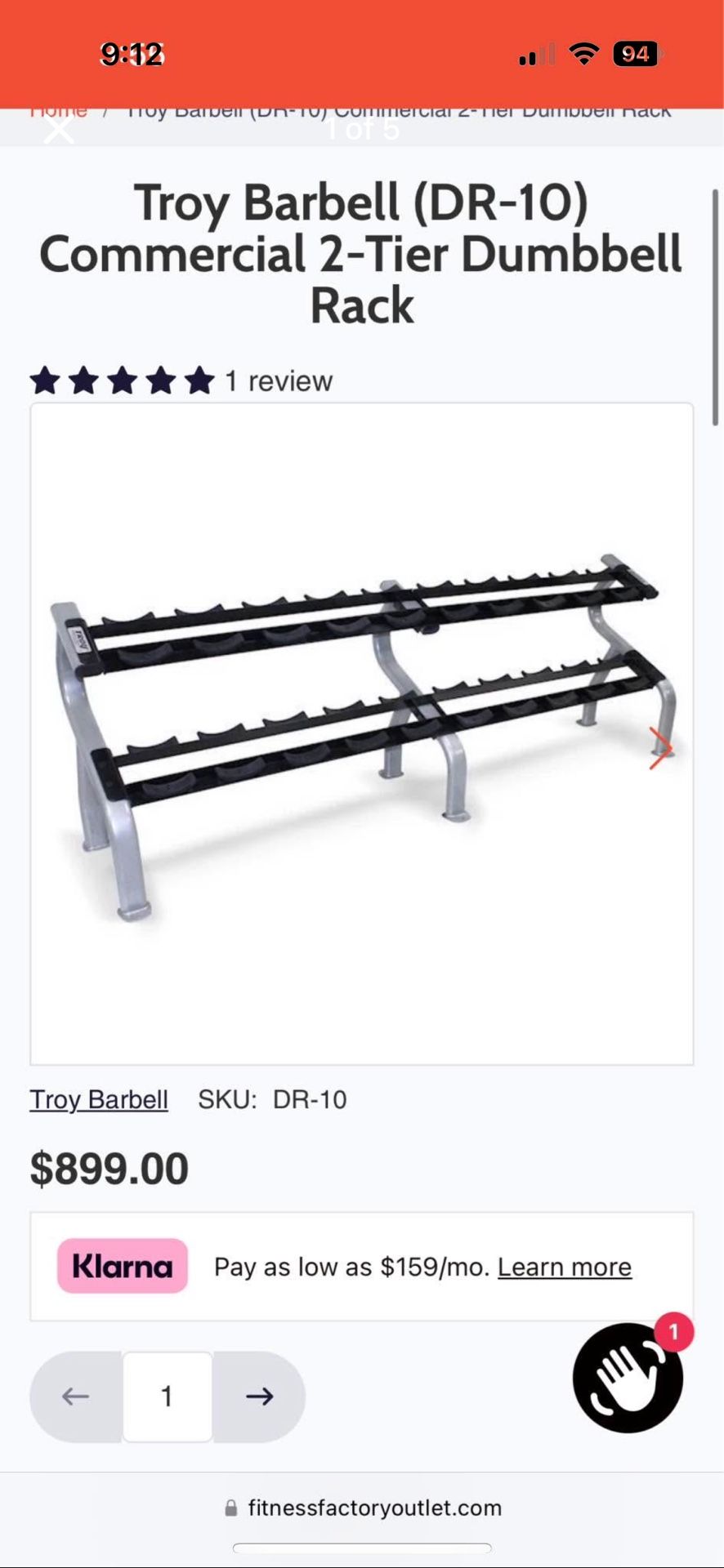Commercial 2-Tier Dumbbell Rack