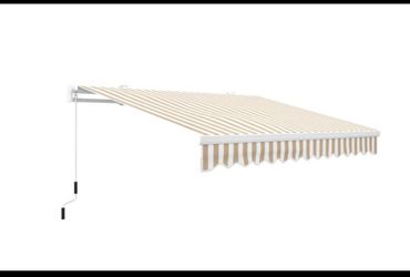 Outsunny Retractable Awning, Beige Stripes, 13' x 8'