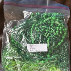 Vintage Mardi Gras Beads Necklaces Green