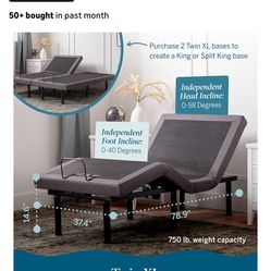 Adjustable twin size bed frame head and foot incline