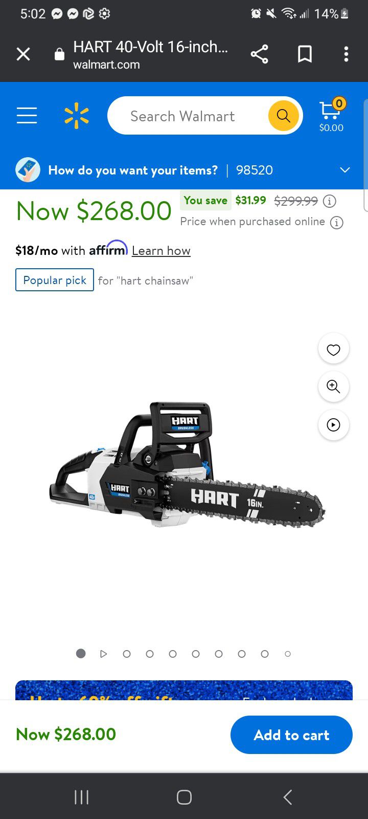 Hart Chainsaw With 3 Batteries