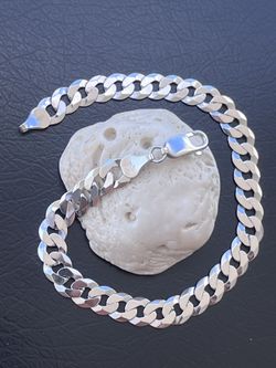 BRAND NEW Mens Solid Italian 925 Sterling Silver Flat Curb Cuban Bracelet