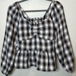 Black And White Plaid Top