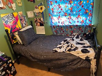 Black metal bed frame