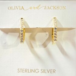 Sterling Silver OLIVIA AND JACKSON HEXAGON HOOP EARRINGS NEW 