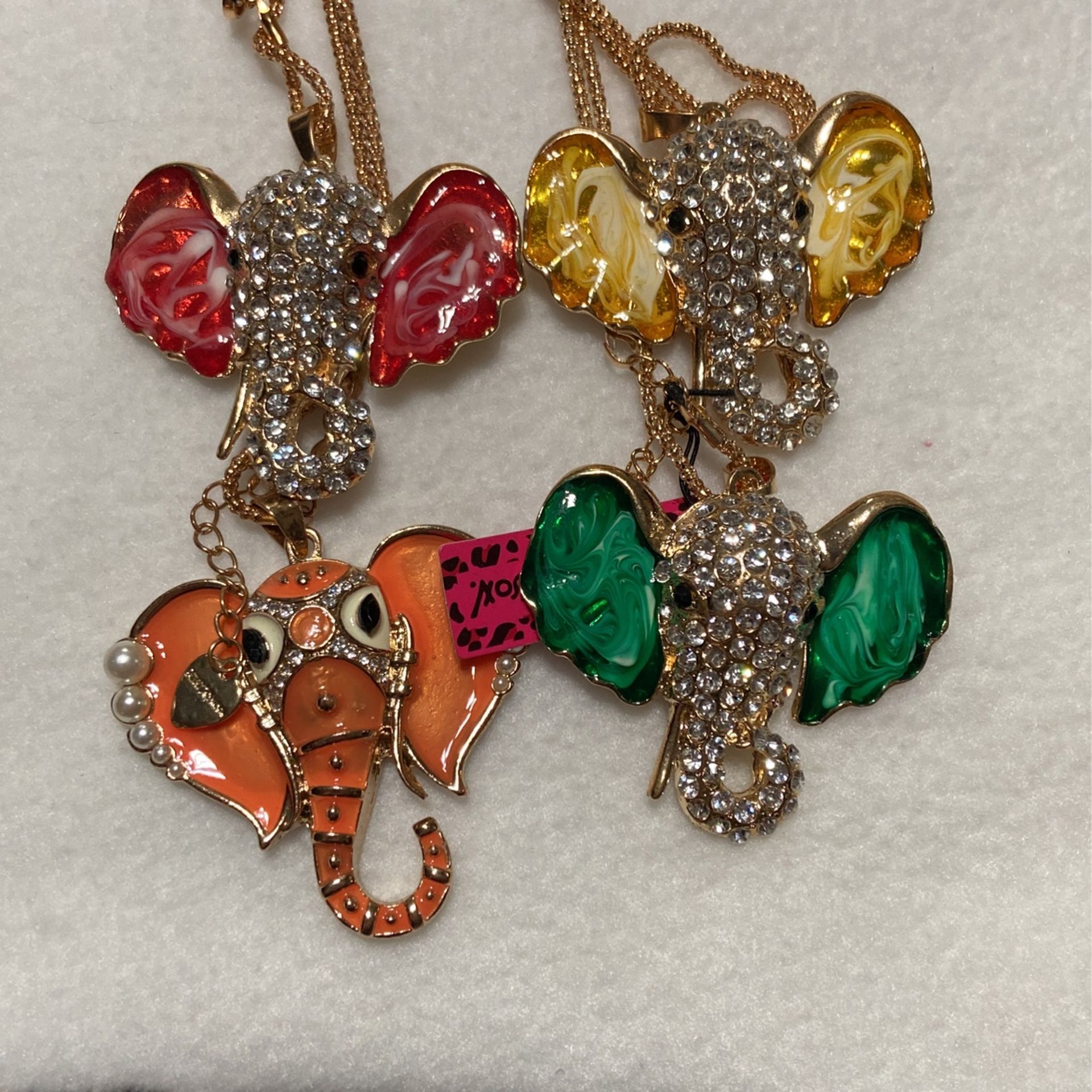 Betsy Johnson Crystal elephant necklaces/ALL $35