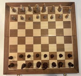 Wooden chess with a magnet