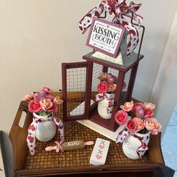 Valentines Day Tray Arrangement With Lantern And More 