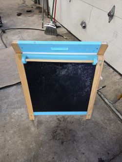 Kids Wooden Art Easel Chalkboard Blue black board 