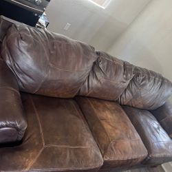 8 Foot Leather Couch Including Love Seat And Ottoman