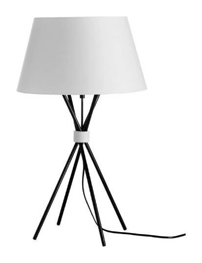modern table lamp / white- black metal shade