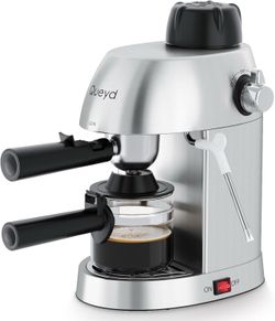 Compact Stainless Steel Espresso Machine with Milk Frother
