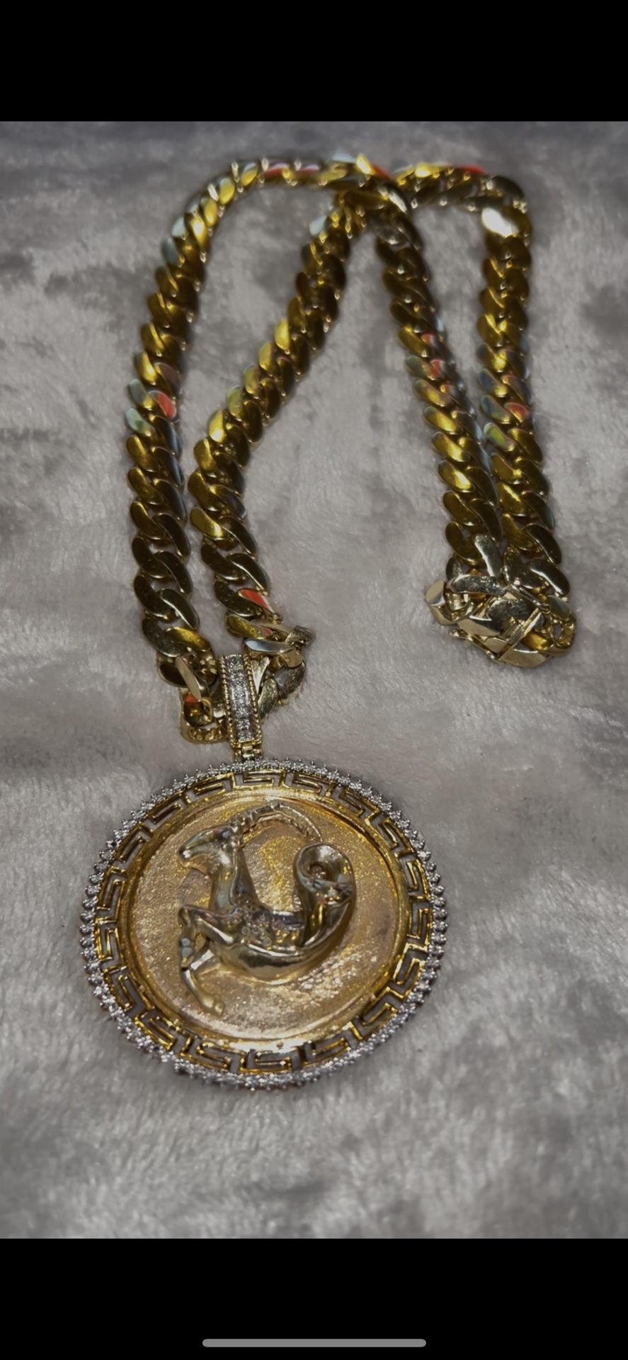 Brand new 10k gold 20inch sleek chain 9.5mm .75ct diamond 🐐 2.70inch 62.2g all real no trades