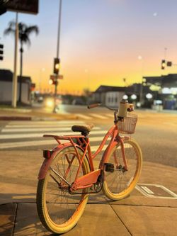 Pink Cruiser Bicycle with Basket & Rear Rack