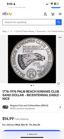 1(contact info removed) Palm Beach Sand Dollar 2 Coin Only $20