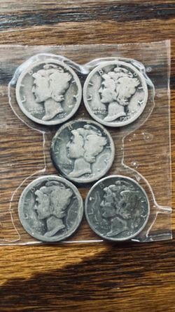 (5) Silver mercury dimes $65.00 CASH, TEXT FOR PRICES.