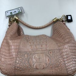 Brahmin Dusty Pink Croc leather shoulder bag