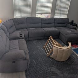 6pcs Power Sectional Grey Microfiber