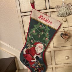Antique Needlepoint Christmas Stockings
