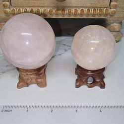 2 Rose Quartz Spheres